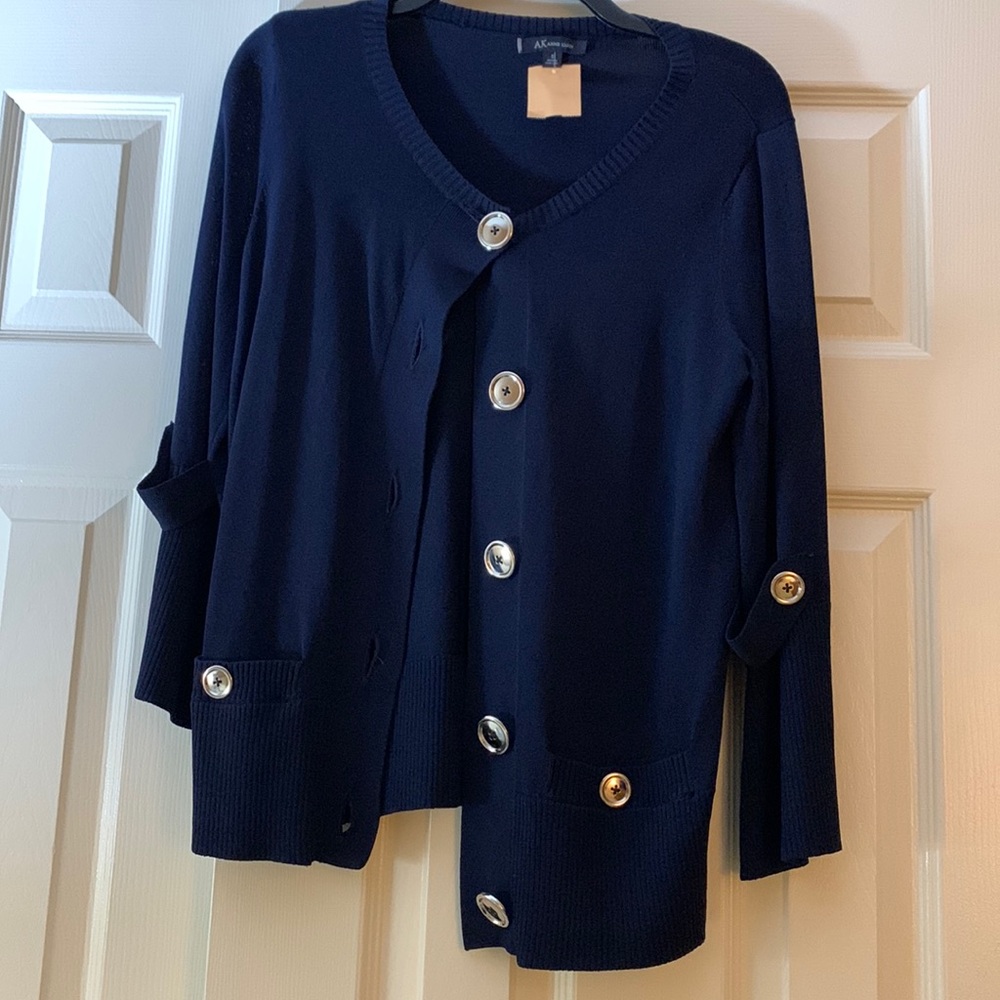 NWT AK Anne Klein Size Small Navy Blue Sweater